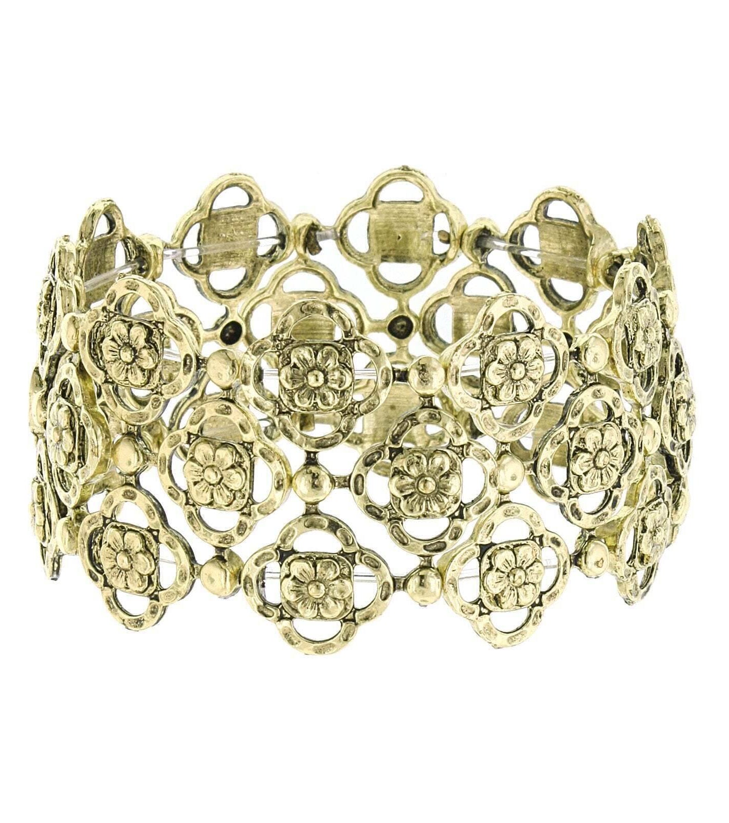 2028 Jewelry Clover And Flower Stretch Bracelet