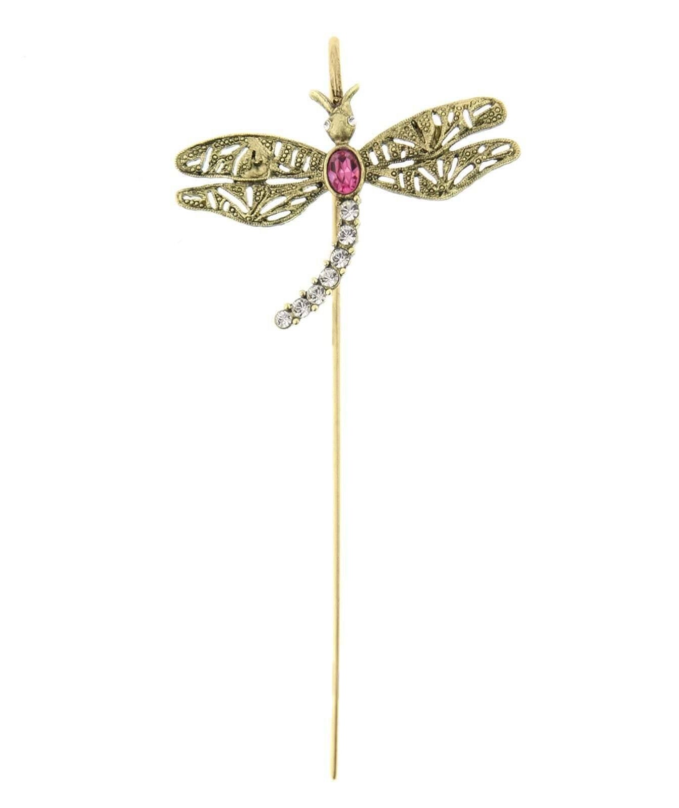1928 Jewelry Floating Rhinestone & Crystal Dragonfly Bookmark