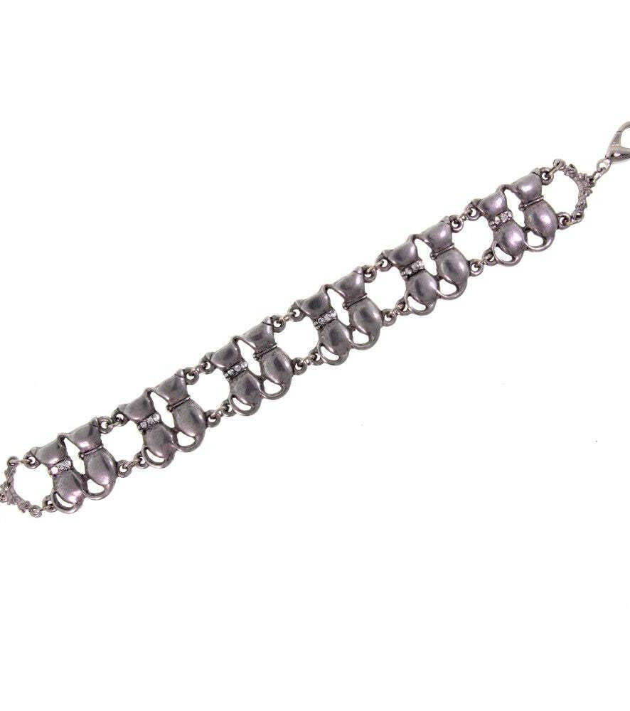 1928 Jewelry Crystal Multi Double Cat Chain Bracelet