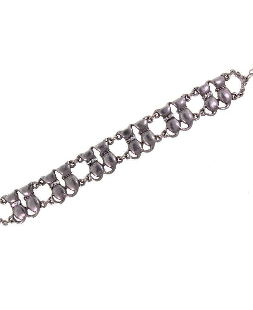1928 Jewelry Crystal Multi Double Cat Chain Bracelet