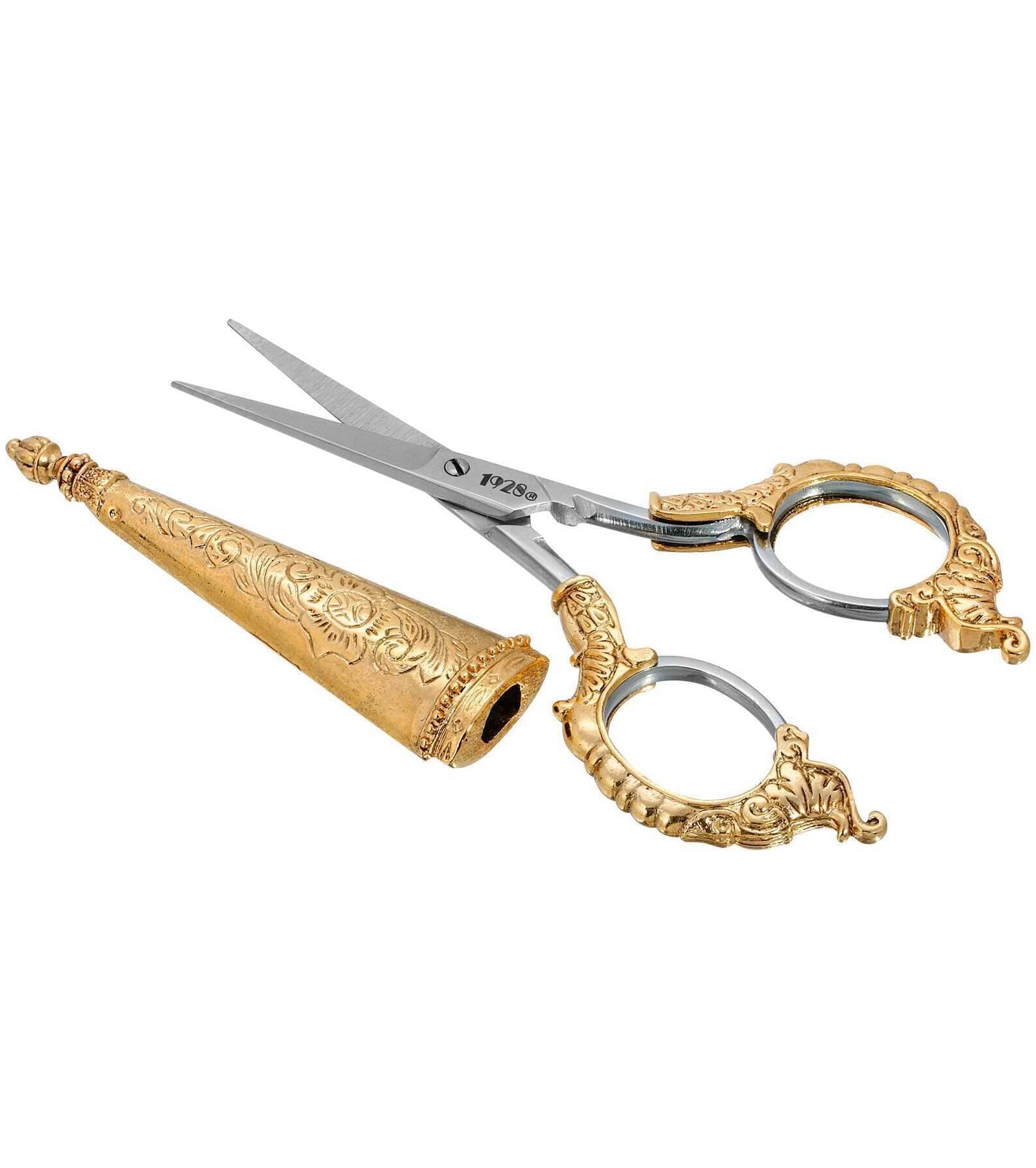 1928 Jewelry Manor House Two Tone Purple And Pink Flower Decal Small Scissors