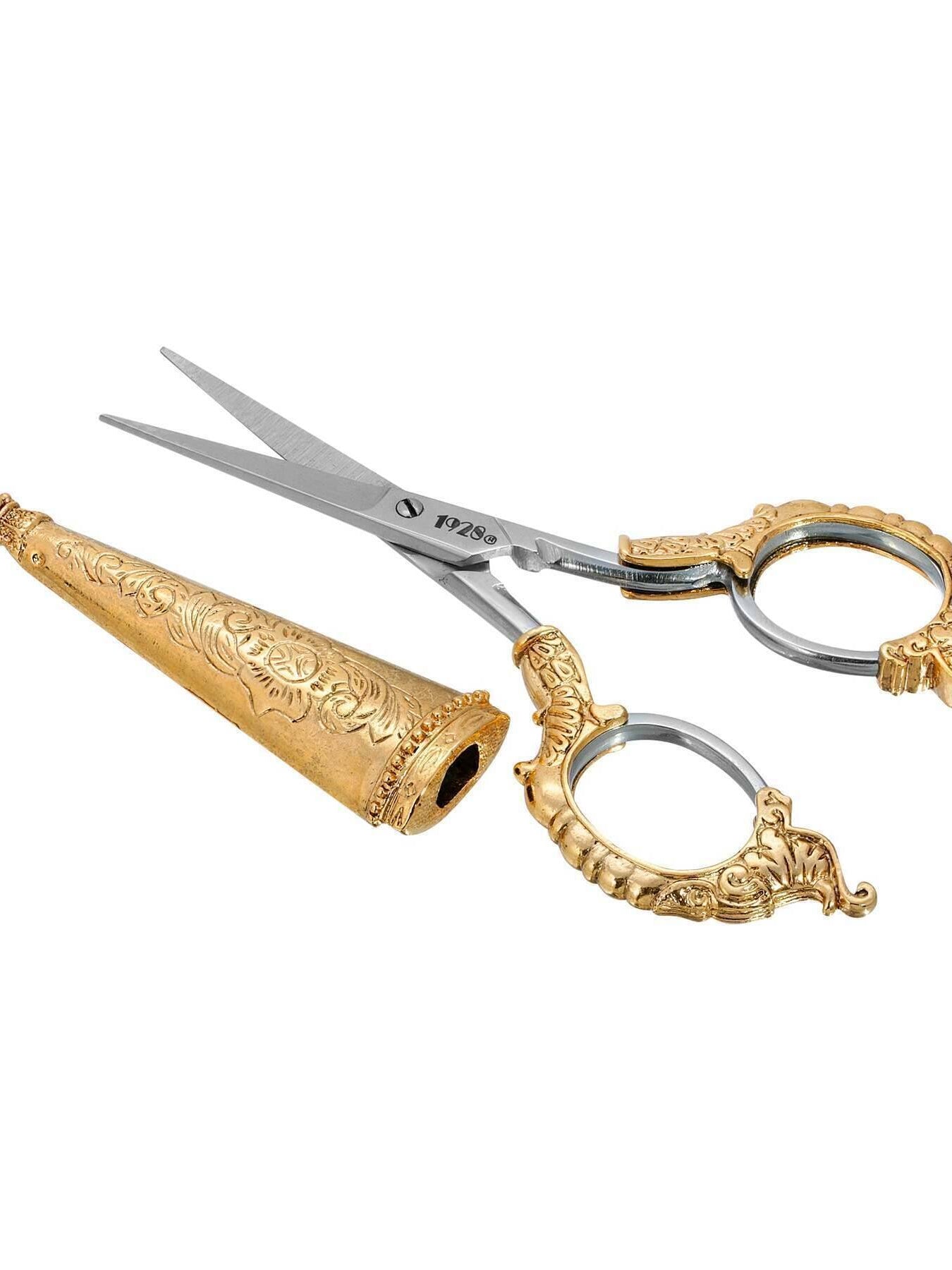 1928 Jewelry Manor House Two Tone Purple And Pink Flower Decal Small Scissors