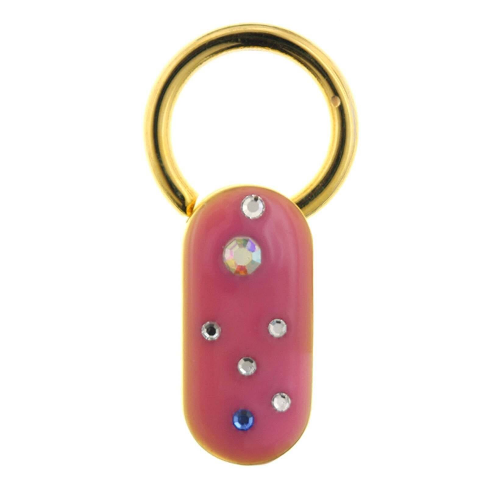 1928 Jewelry Enamel With Multicolor Crystals Oblong Key Ring