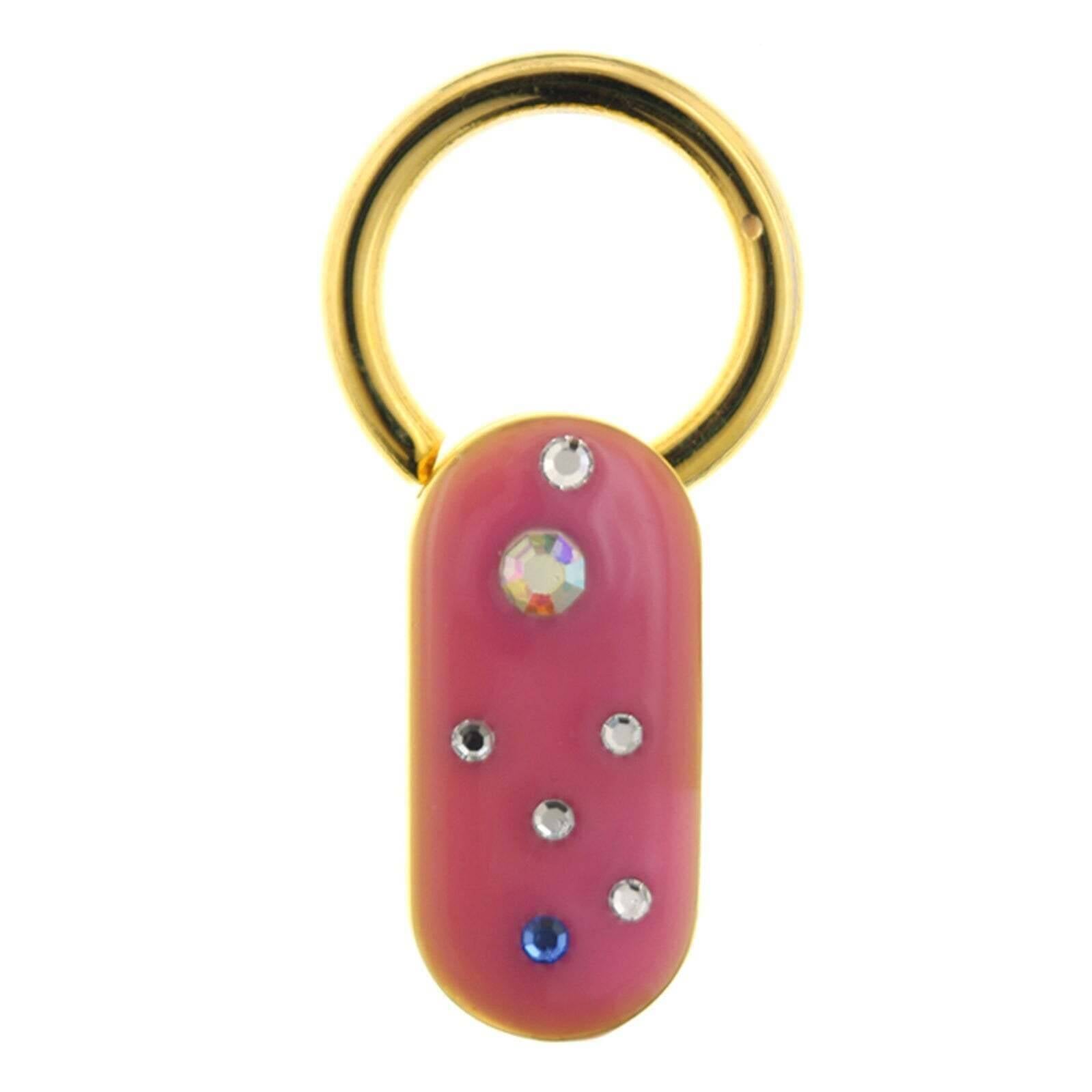 1928 Jewelry Enamel With Multicolor Crystals Oblong Key Ring