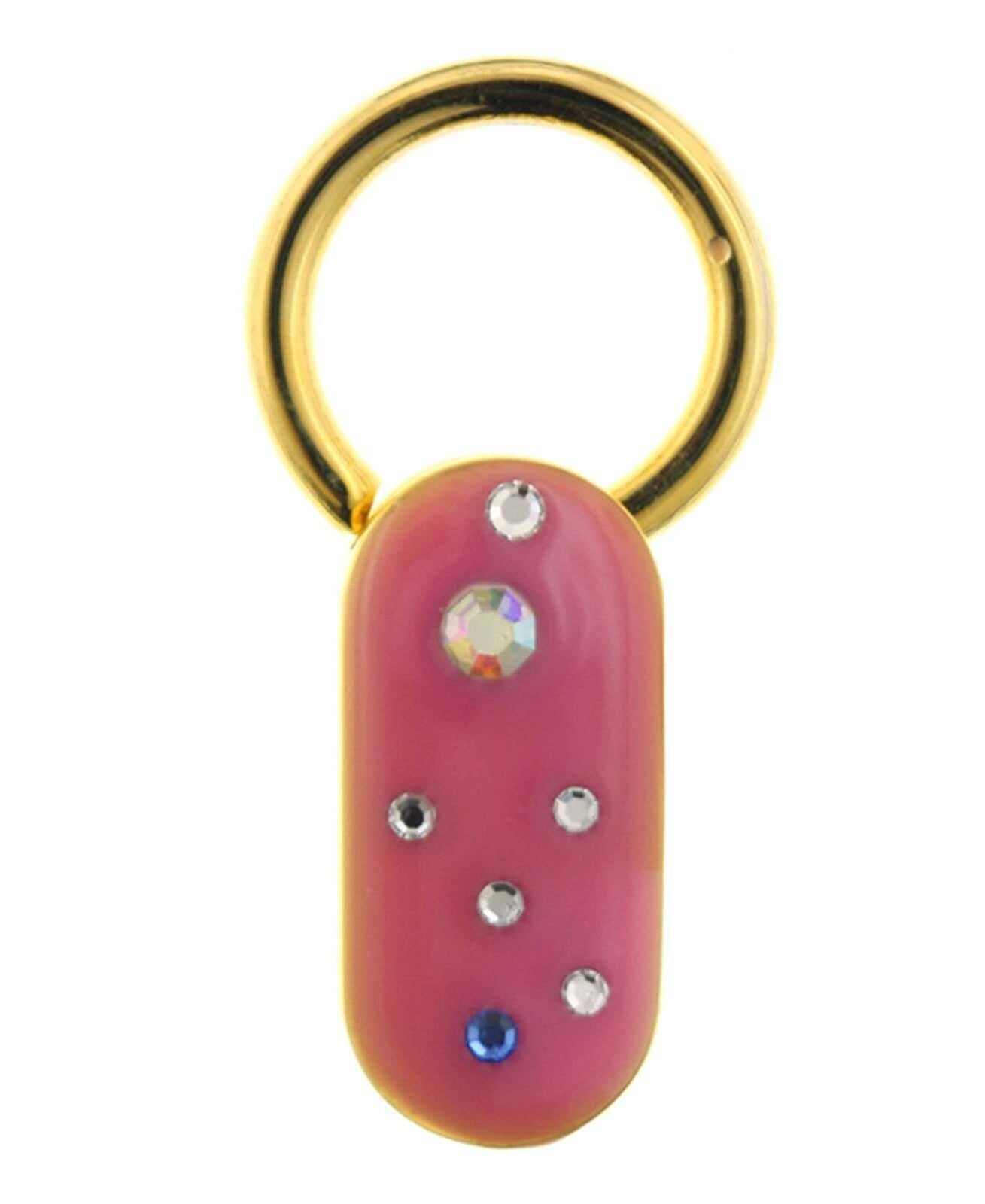 1928 Jewelry Enamel With Multicolor Crystals Oblong Key Ring