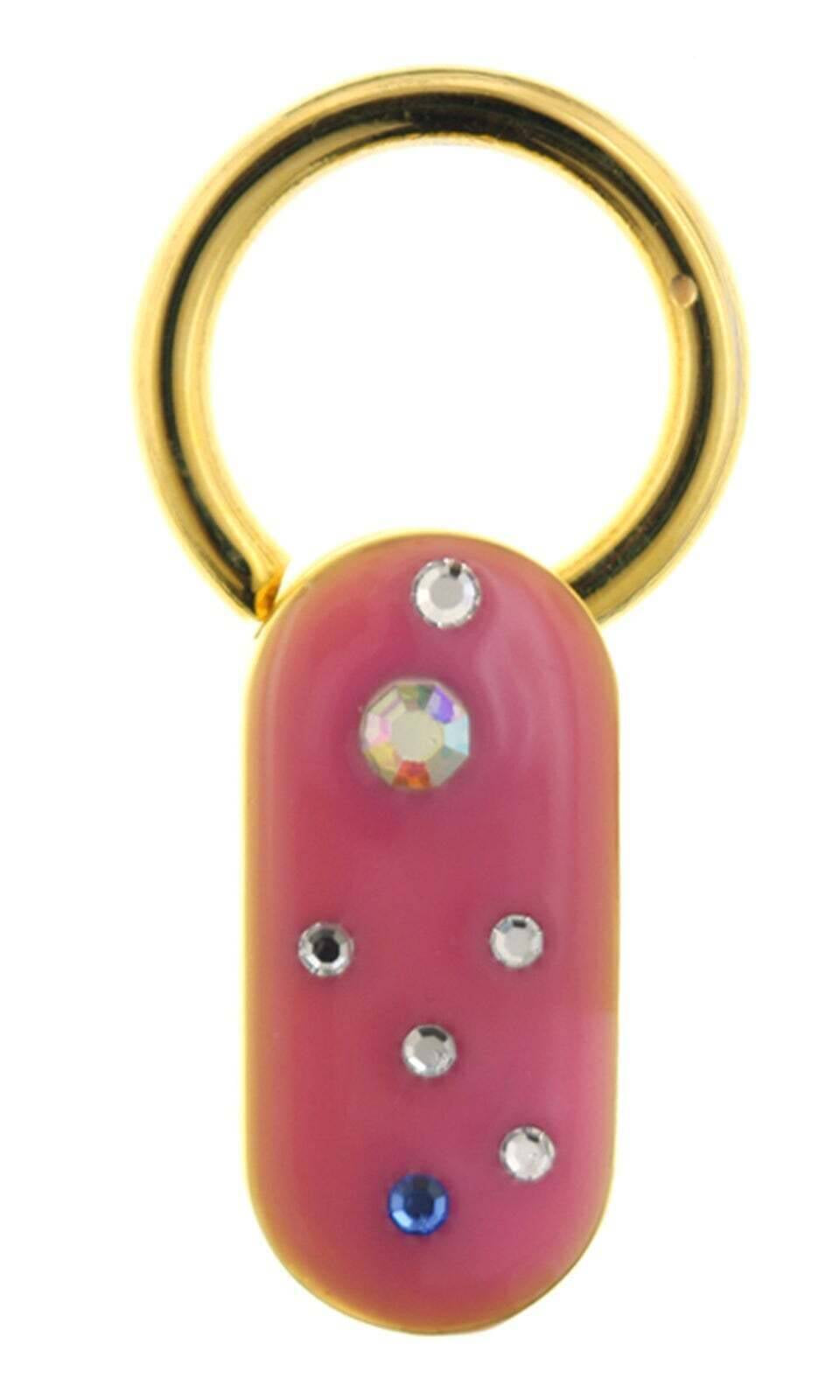 1928 Jewelry Enamel With Multicolor Crystals Oblong Key Ring