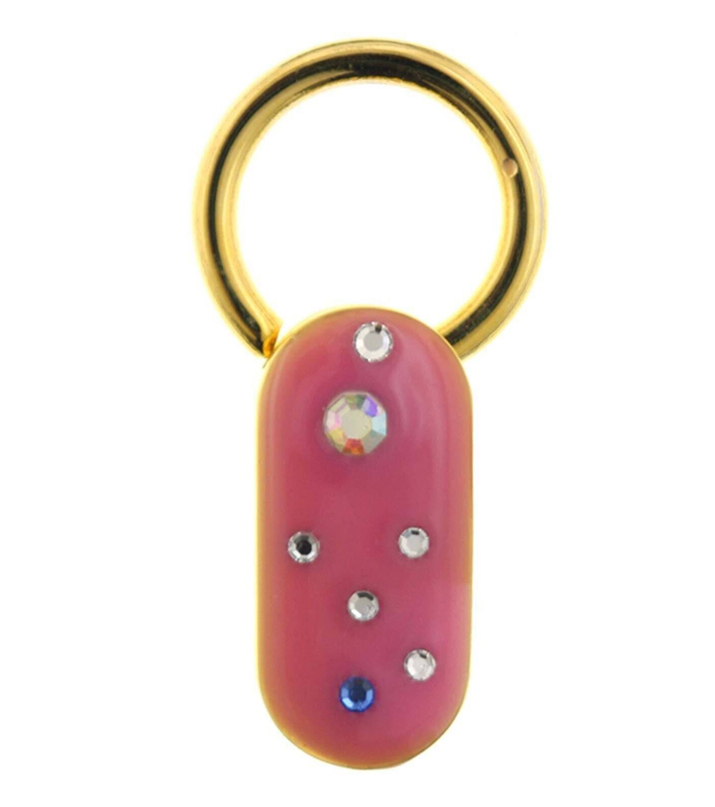 1928 Jewelry Enamel With Multicolor Crystals Oblong Key Ring