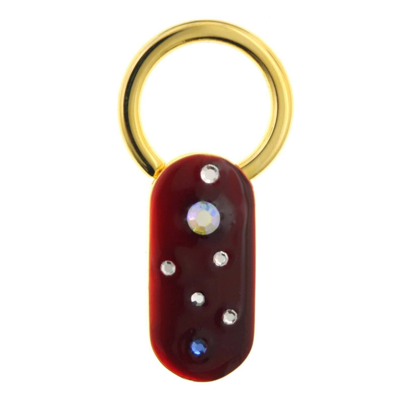 1928 Jewelry Enamel With Multicolor Crystals Oblong Key Ring