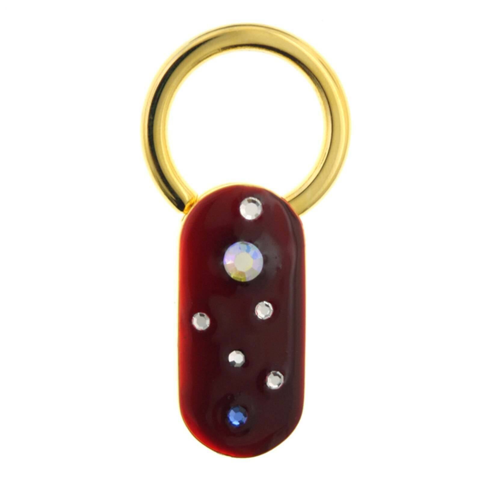 1928 Jewelry Enamel With Multicolor Crystals Oblong Key Ring