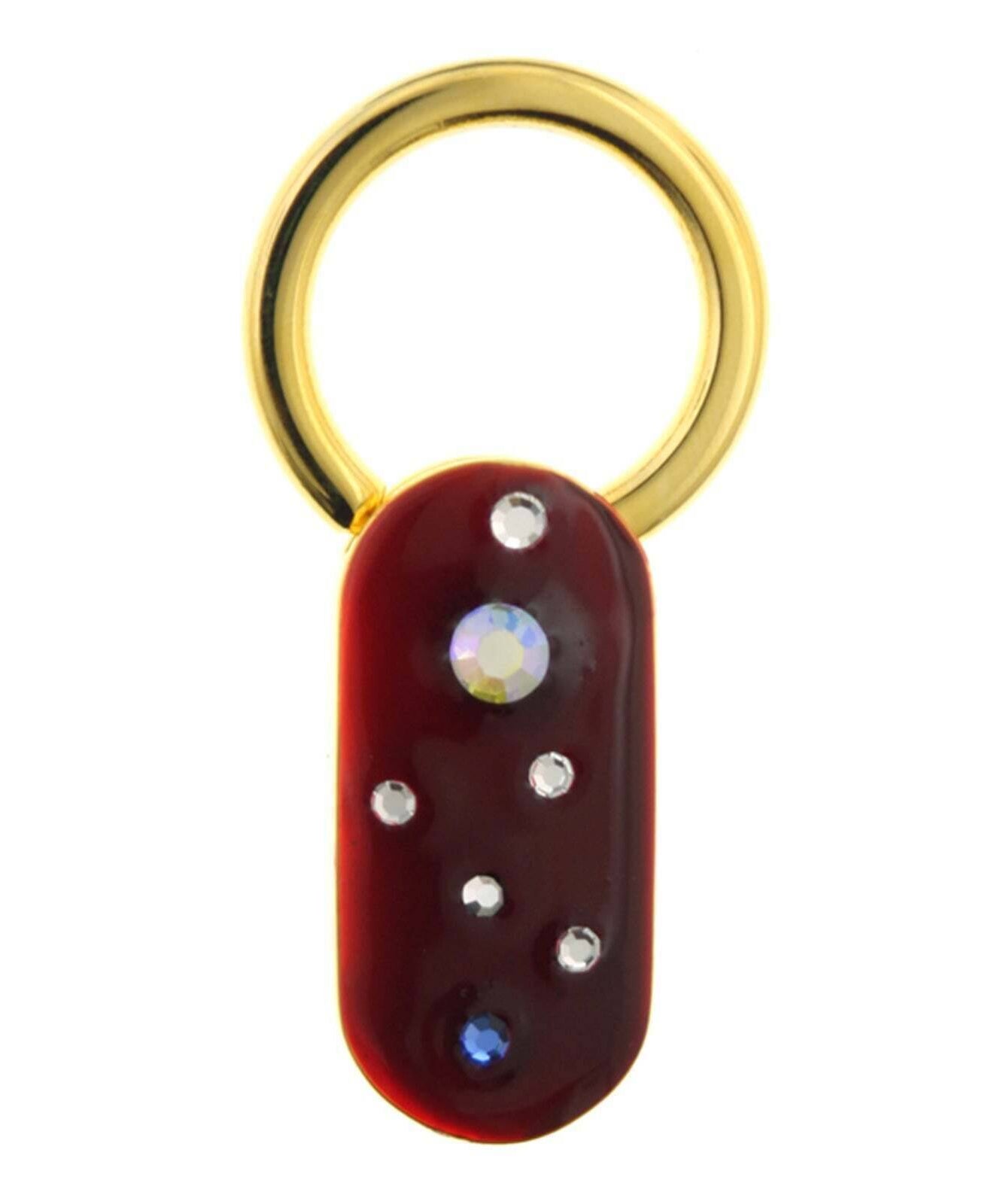 1928 Jewelry Enamel With Multicolor Crystals Oblong Key Ring