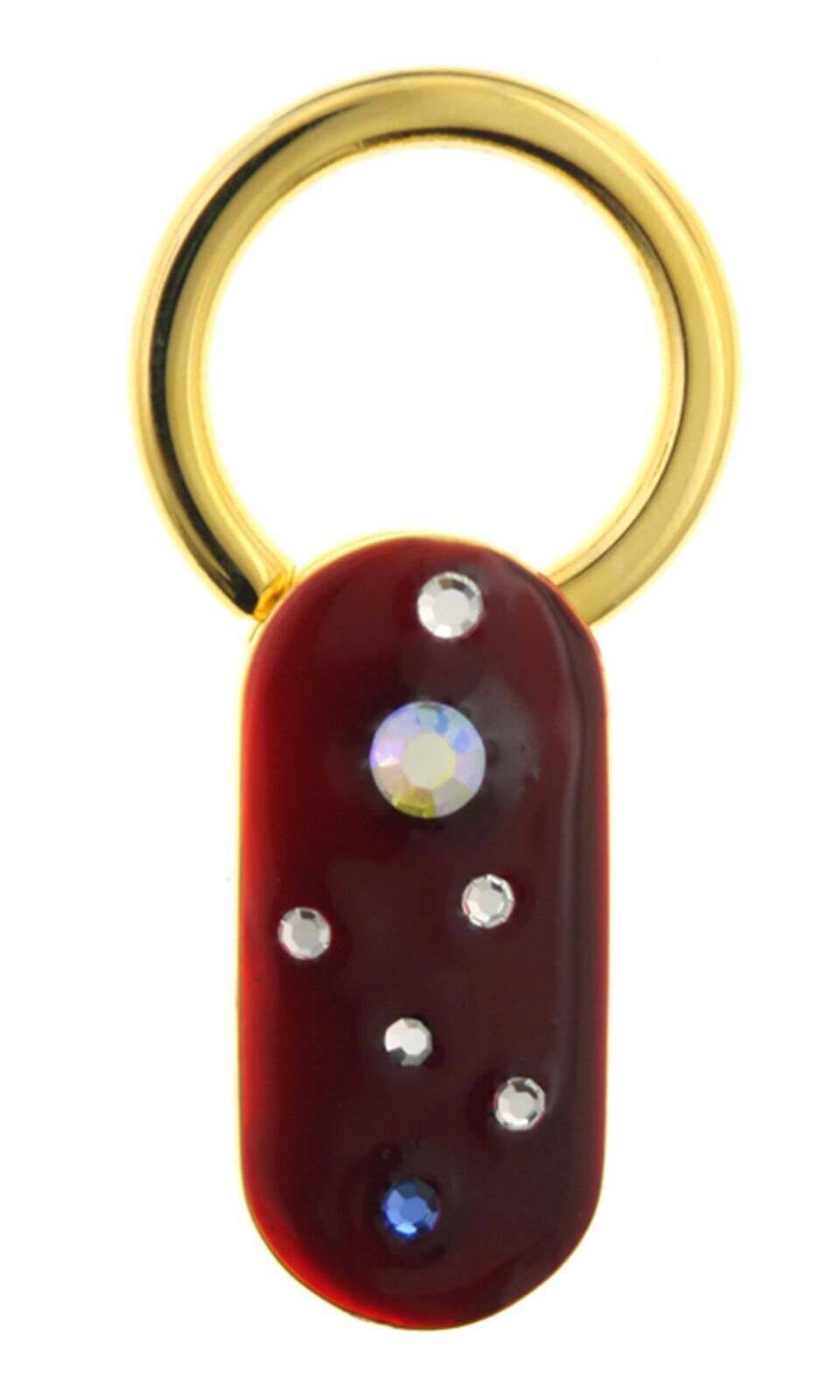 1928 Jewelry Enamel With Multicolor Crystals Oblong Key Ring