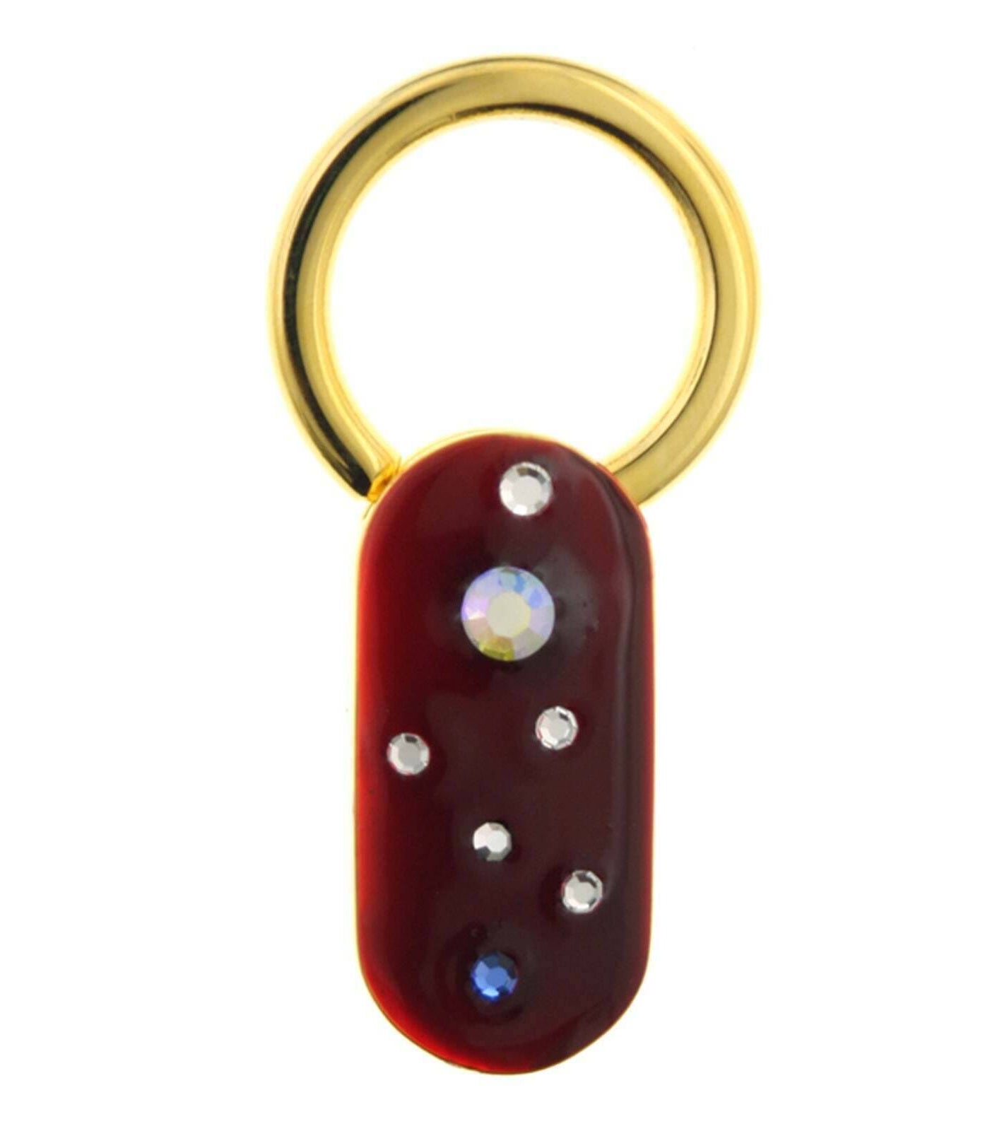 1928 Jewelry Enamel With Multicolor Crystals Oblong Key Ring