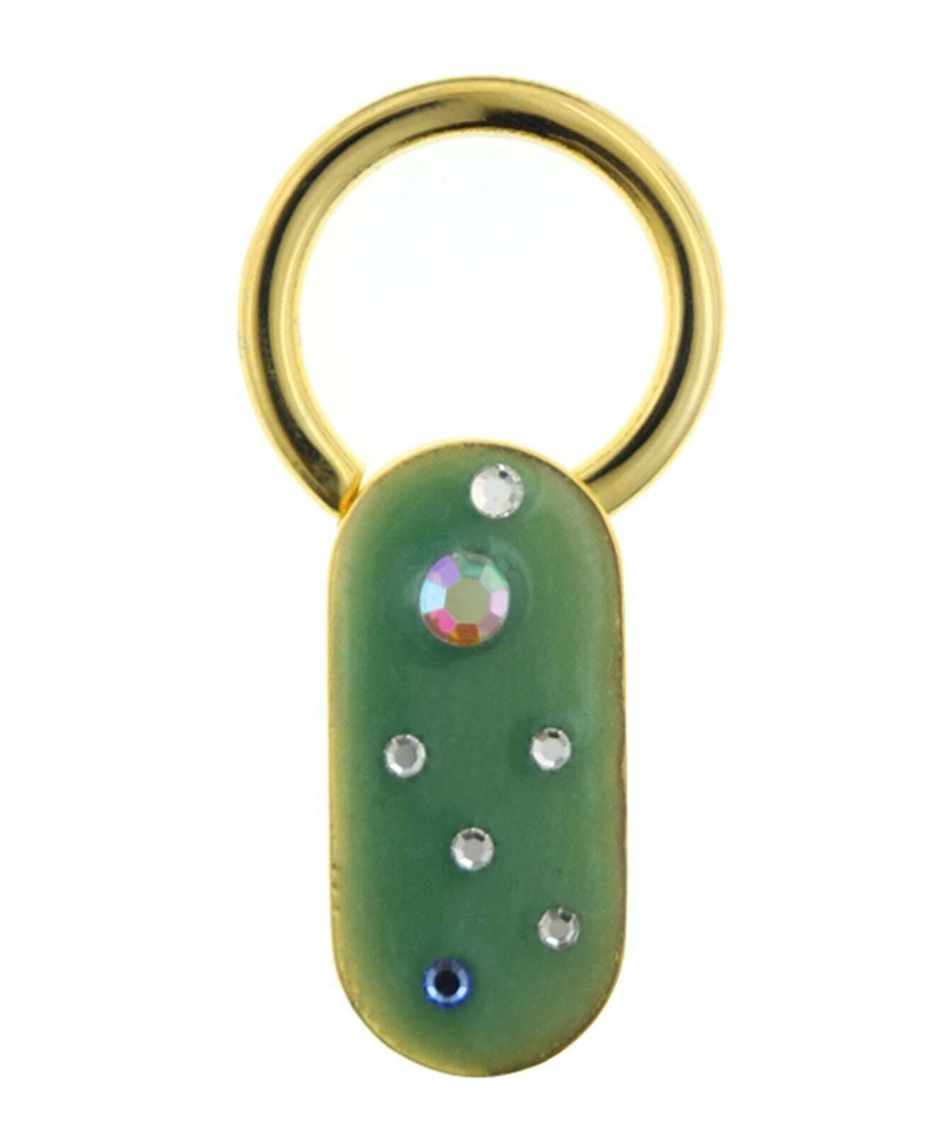 1928 Jewelry Enamel With Multicolor Crystals Oblong Key Ring