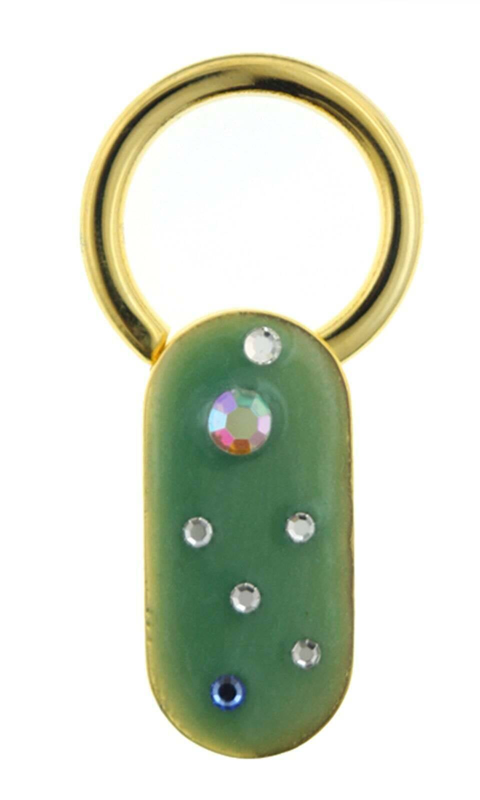 1928 Jewelry Enamel With Multicolor Crystals Oblong Key Ring
