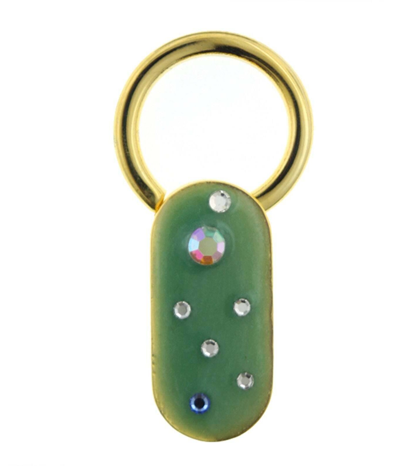 1928 Jewelry Enamel With Multicolor Crystals Oblong Key Ring