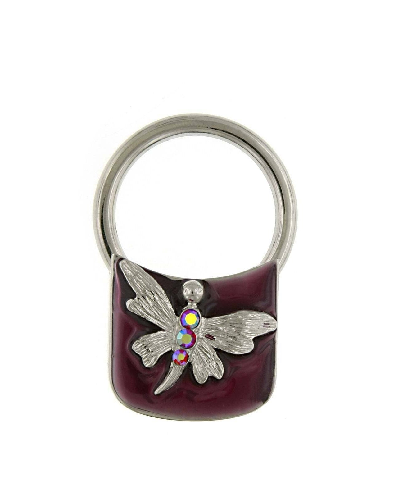 1928 Jewelry AB Crystal Butterfly Enamel Square Key Ring