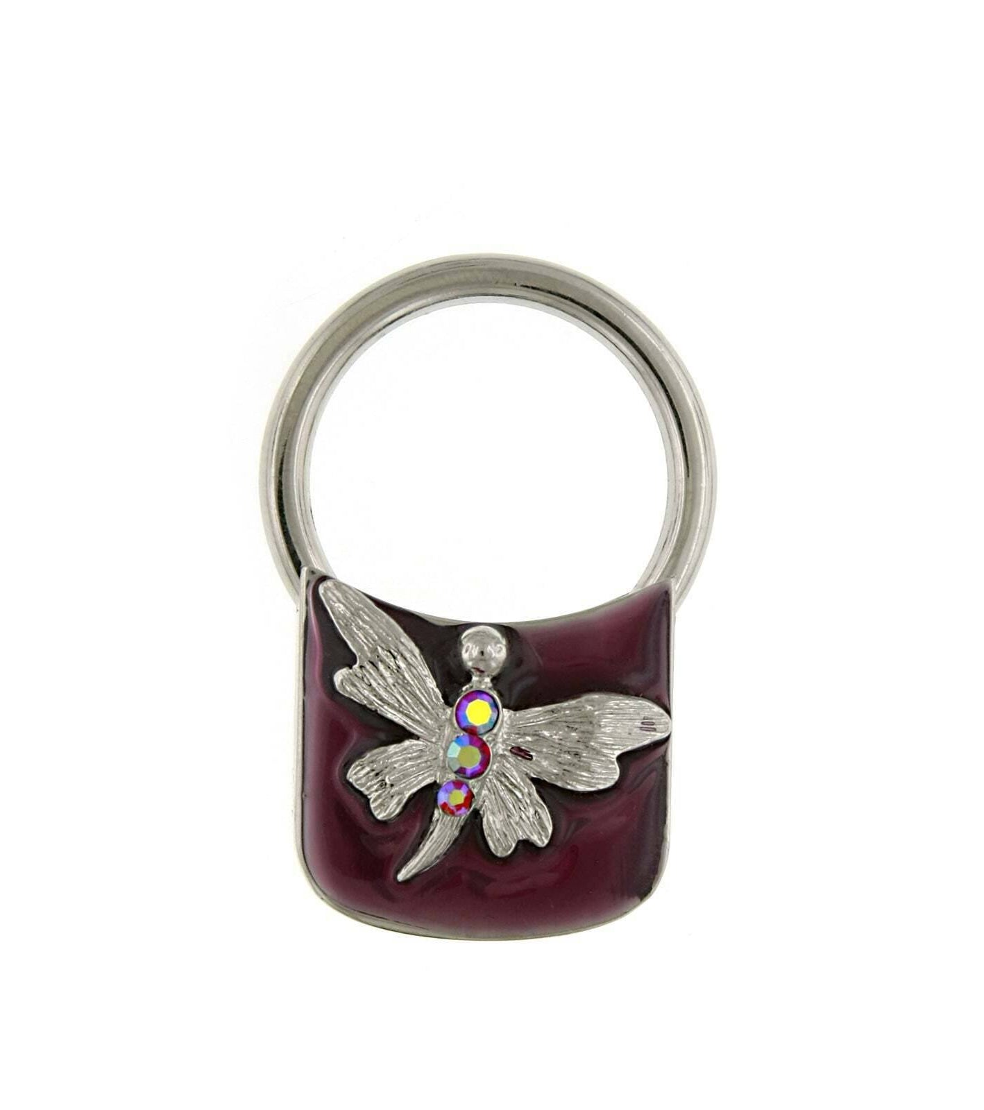 1928 Jewelry AB Crystal Butterfly Enamel Square Key Ring