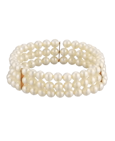 1928 Bridal Oceano 6mm Ivory Faux Pearl 3-Row Stretch Bracelet
