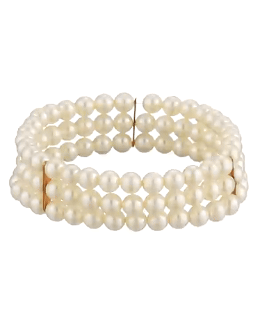 1928 Bridal Oceano 6mm Ivory Faux Pearl 3-Row Stretch Bracelet