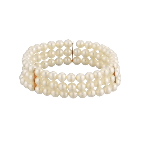 1928 Bridal Oceano 6mm Ivory Faux Pearl 3-Row Stretch Bracelet