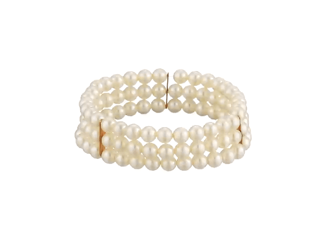 1928 Bridal Oceano 6mm Ivory Faux Pearl 3-Row Stretch Bracelet