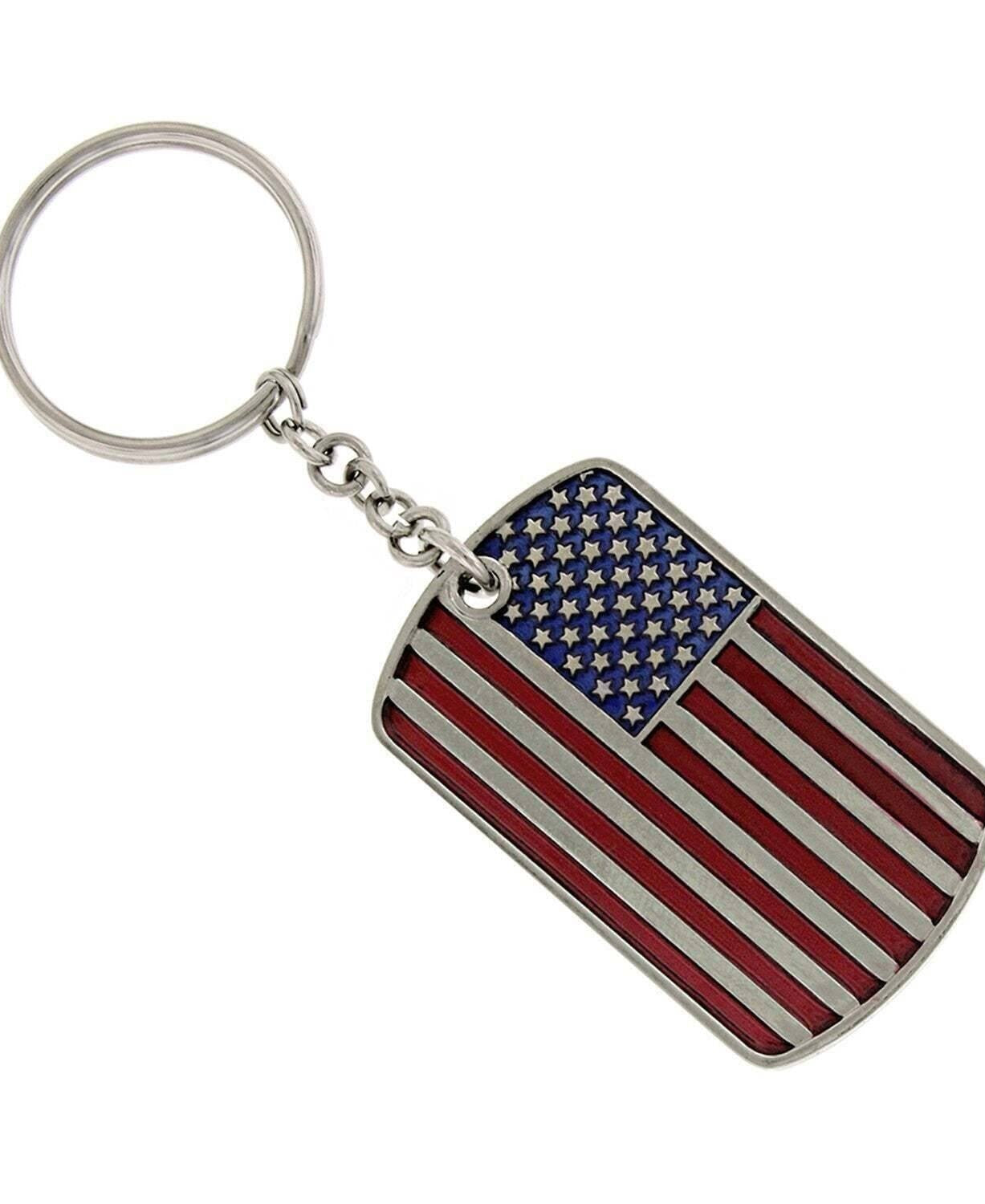 1928 Jewelry American Flag Dog Tag Key Chain