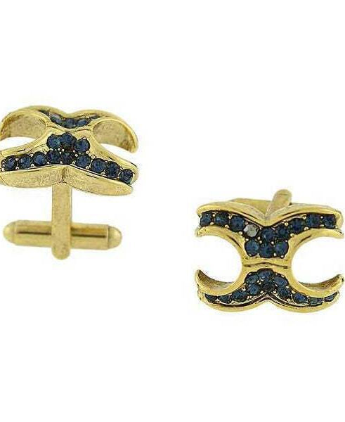 1928 Jewelry X-Shaped Crystal Cufflinks