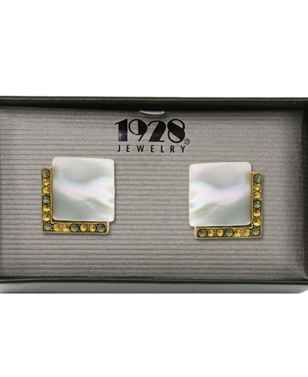 1928 Jewelry Art Deco Style Square Cufflinks