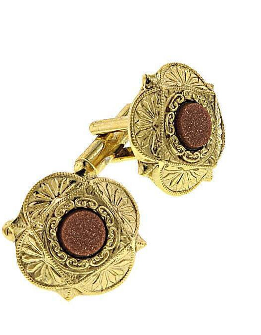 1928 Jewelry Art Deco Style Semi Precious Cufflinks