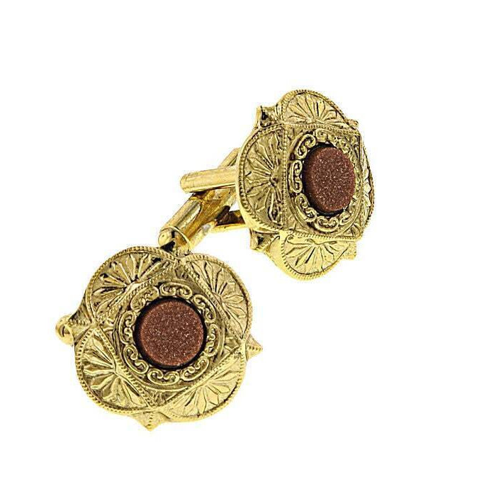 1928 Jewelry Art Deco Style Semi Precious Cufflinks