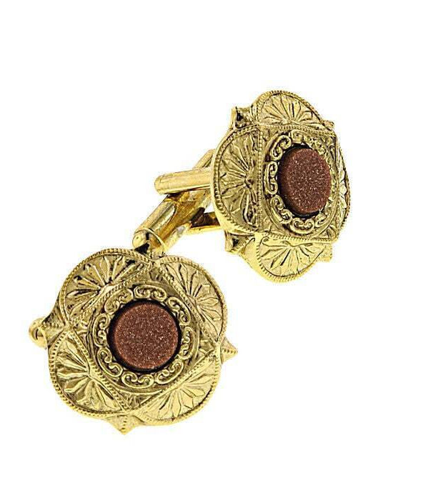 1928 Jewelry Art Deco Style Semi Precious Cufflinks