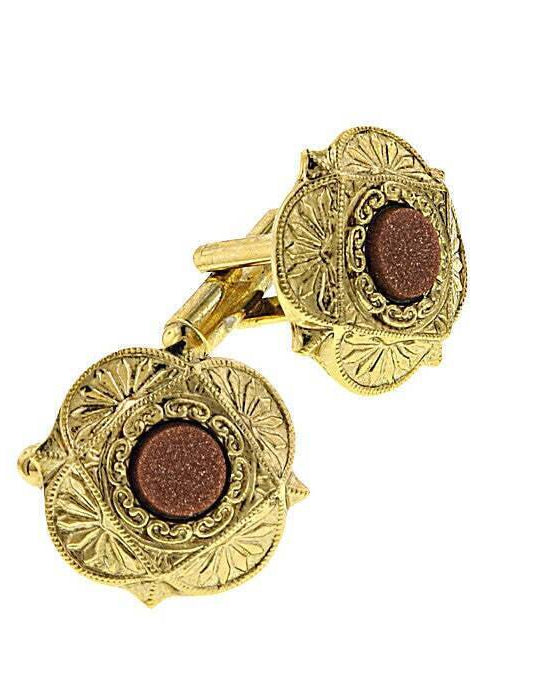 1928 Jewelry Art Deco Style Semi Precious Cufflinks