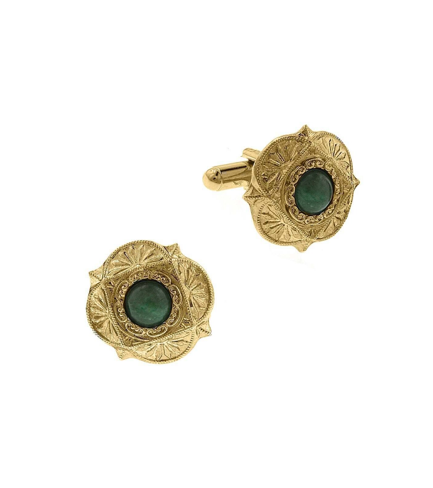 1928 Jewelry Art Deco Style Semi Precious Cufflinks