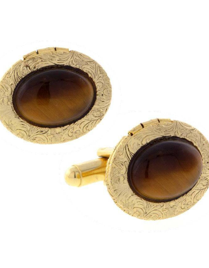 1928 Jewelry Classic Oval Stone Locket Cufflinks