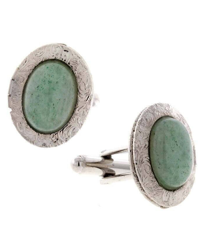 1928 Jewelry Classic Oval Stone Locket Cufflinks