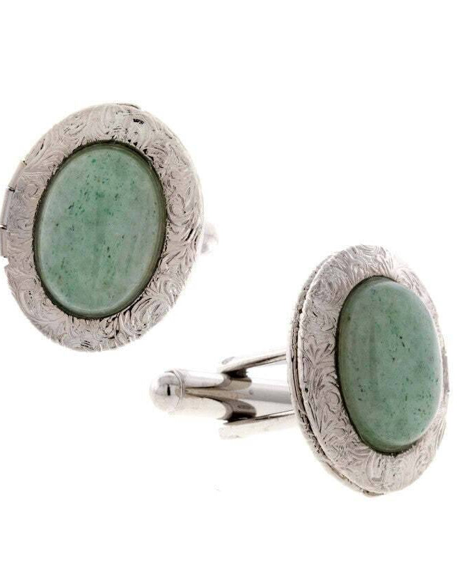 1928 Jewelry Classic Oval Stone Locket Cufflinks