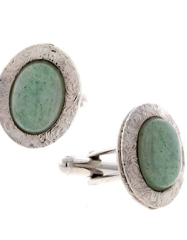 1928 Jewelry Classic Oval Stone Locket Cufflinks