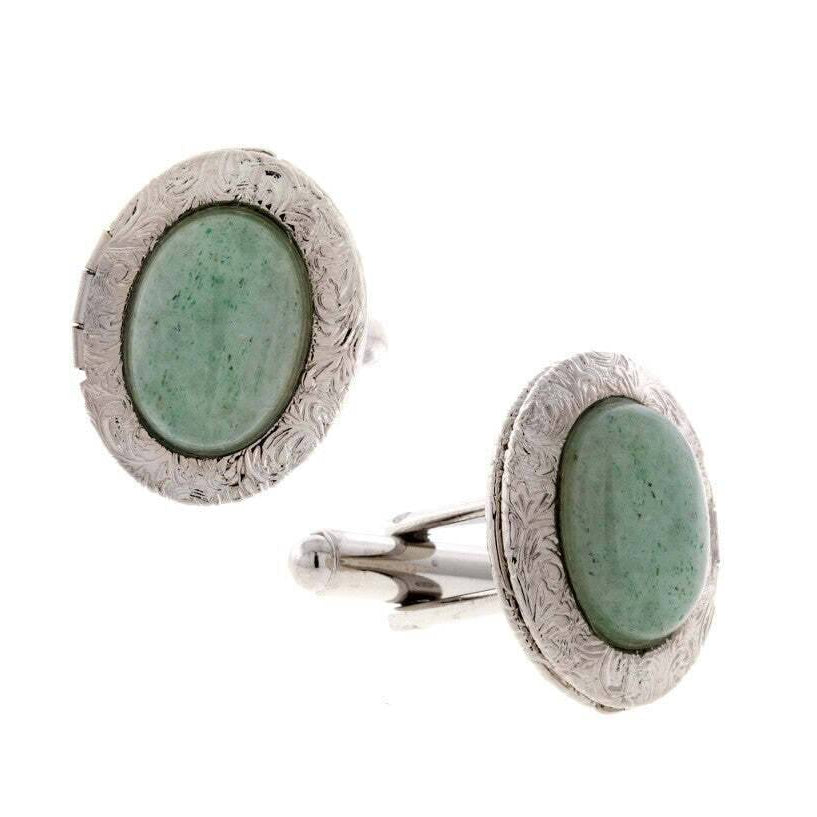 1928 Jewelry Classic Oval Stone Locket Cufflinks