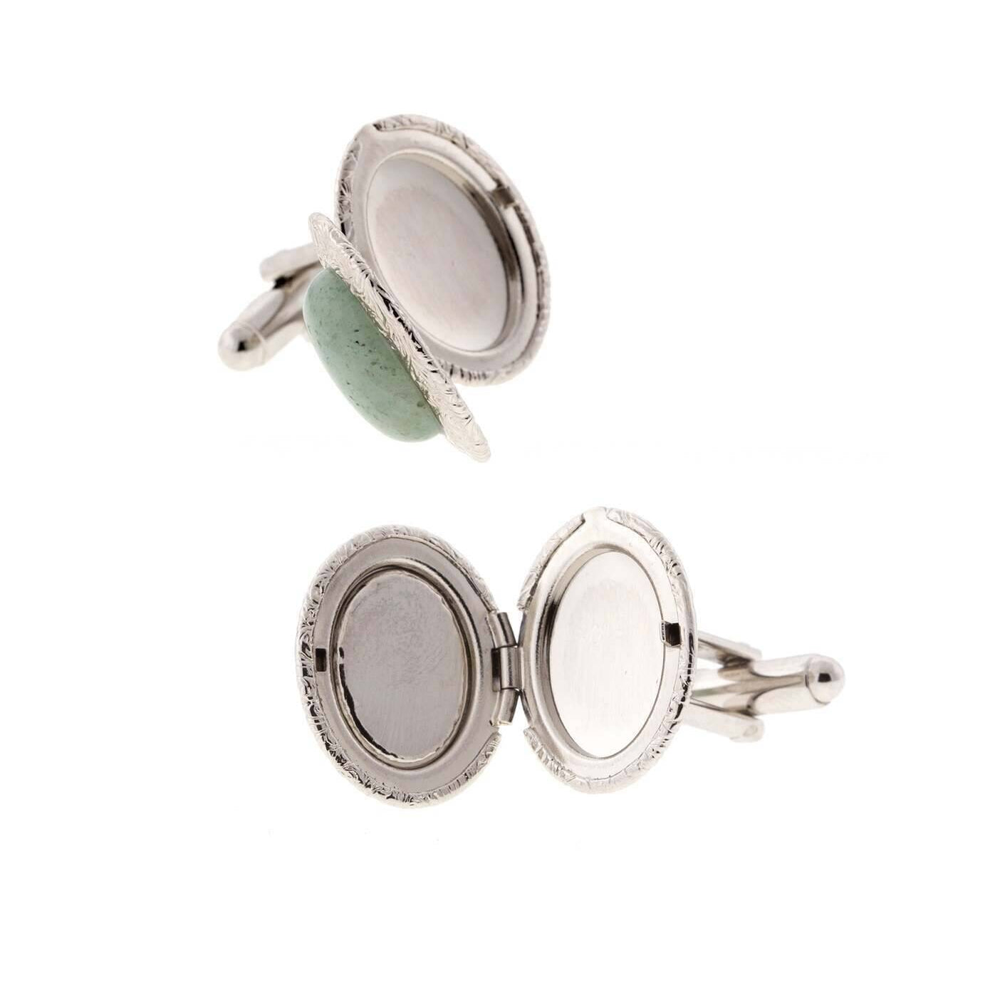 1928 Jewelry Classic Oval Stone Locket Cufflinks