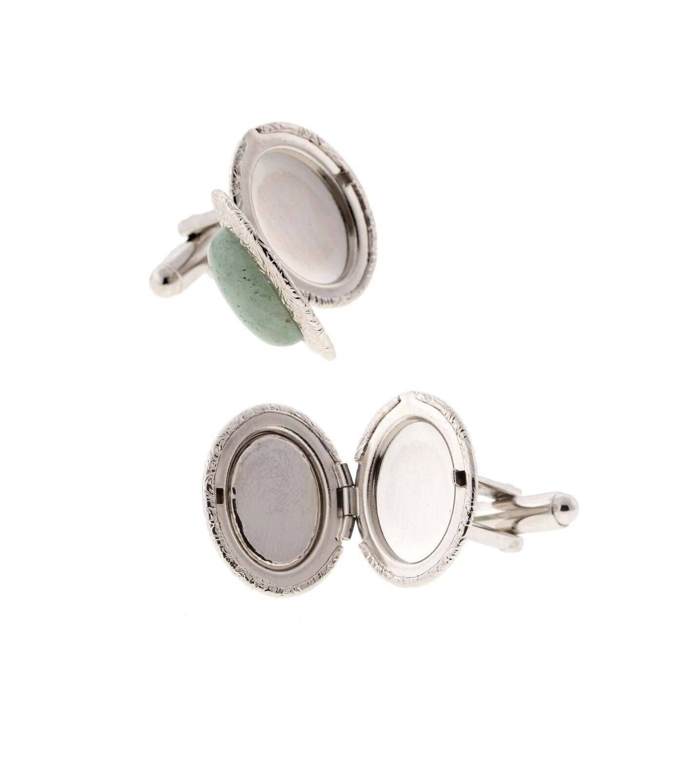 1928 Jewelry Classic Oval Stone Locket Cufflinks