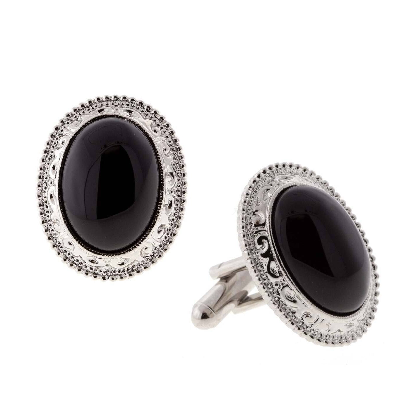 1928 Jewelry Gemstone Oval Cufflinks