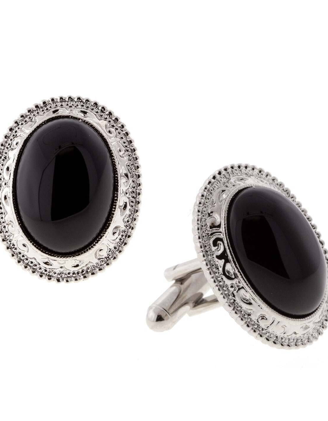 1928 Jewelry Gemstone Oval Cufflinks
