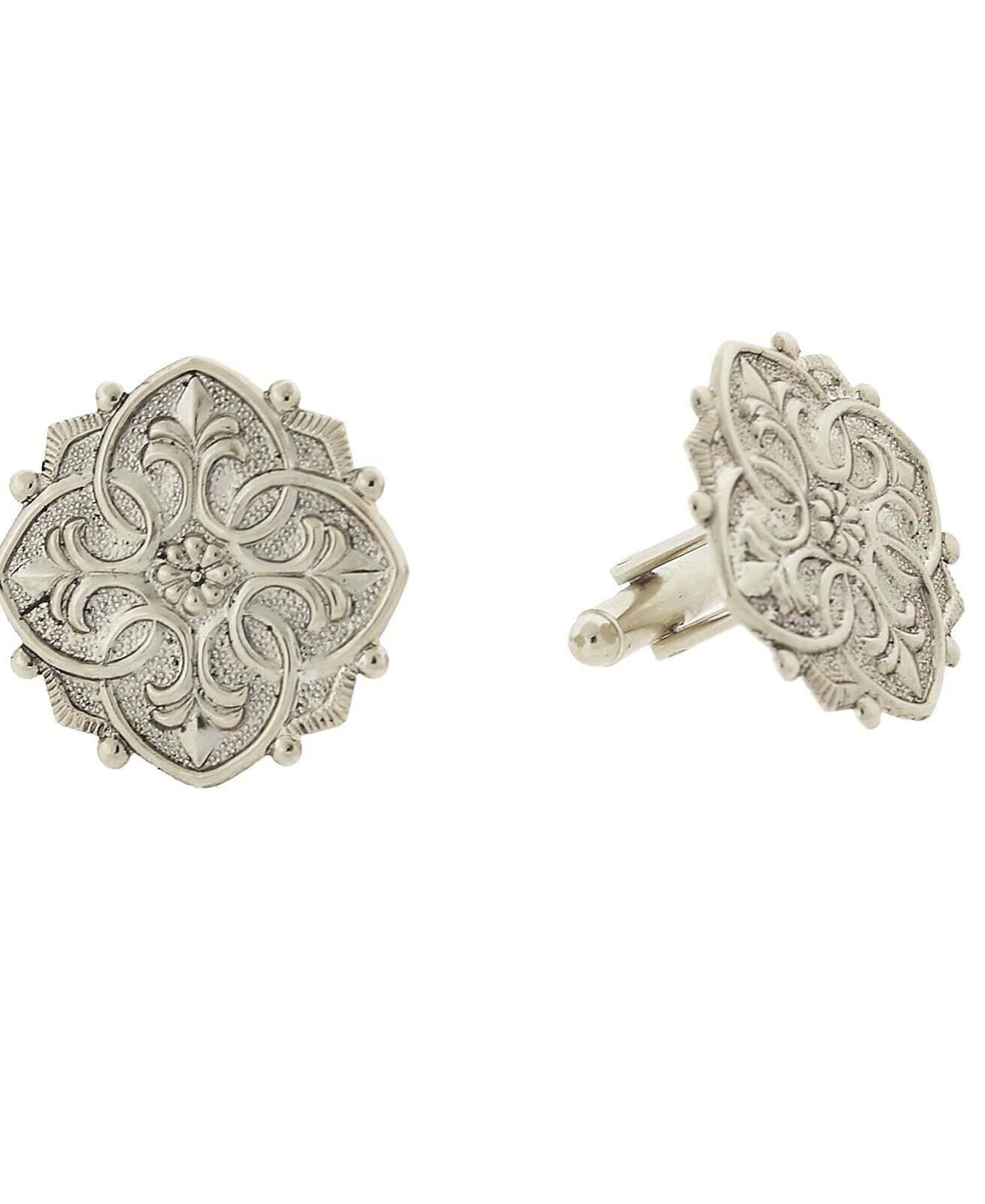 1928 Jewelry Fleur De Lis Medallion Cufflinks
