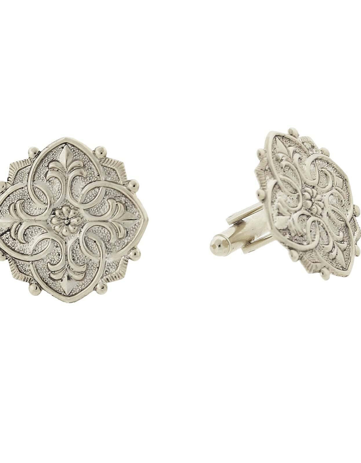 1928 Jewelry Fleur De Lis Medallion Cufflinks