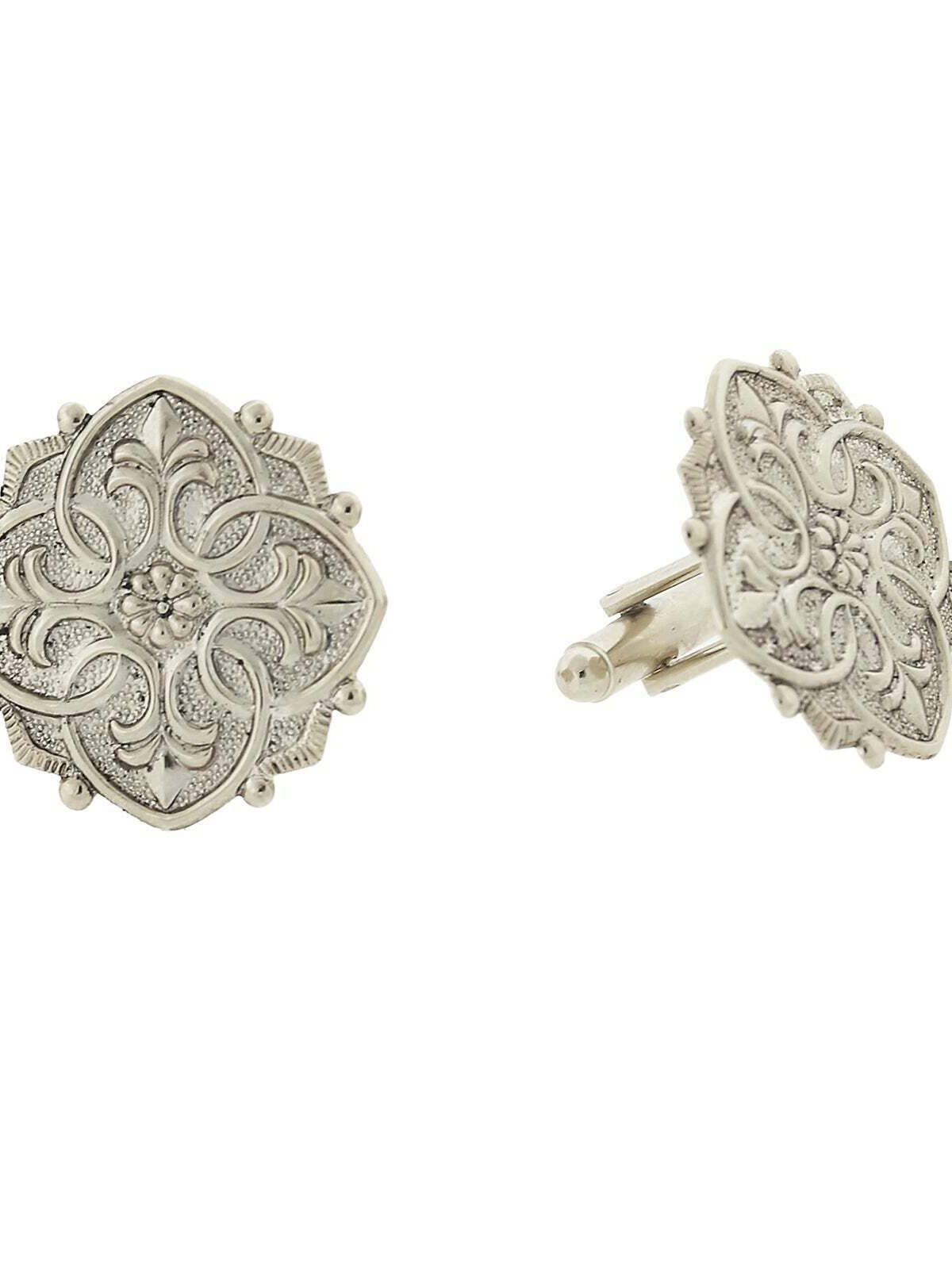 1928 Jewelry Fleur De Lis Medallion Cufflinks