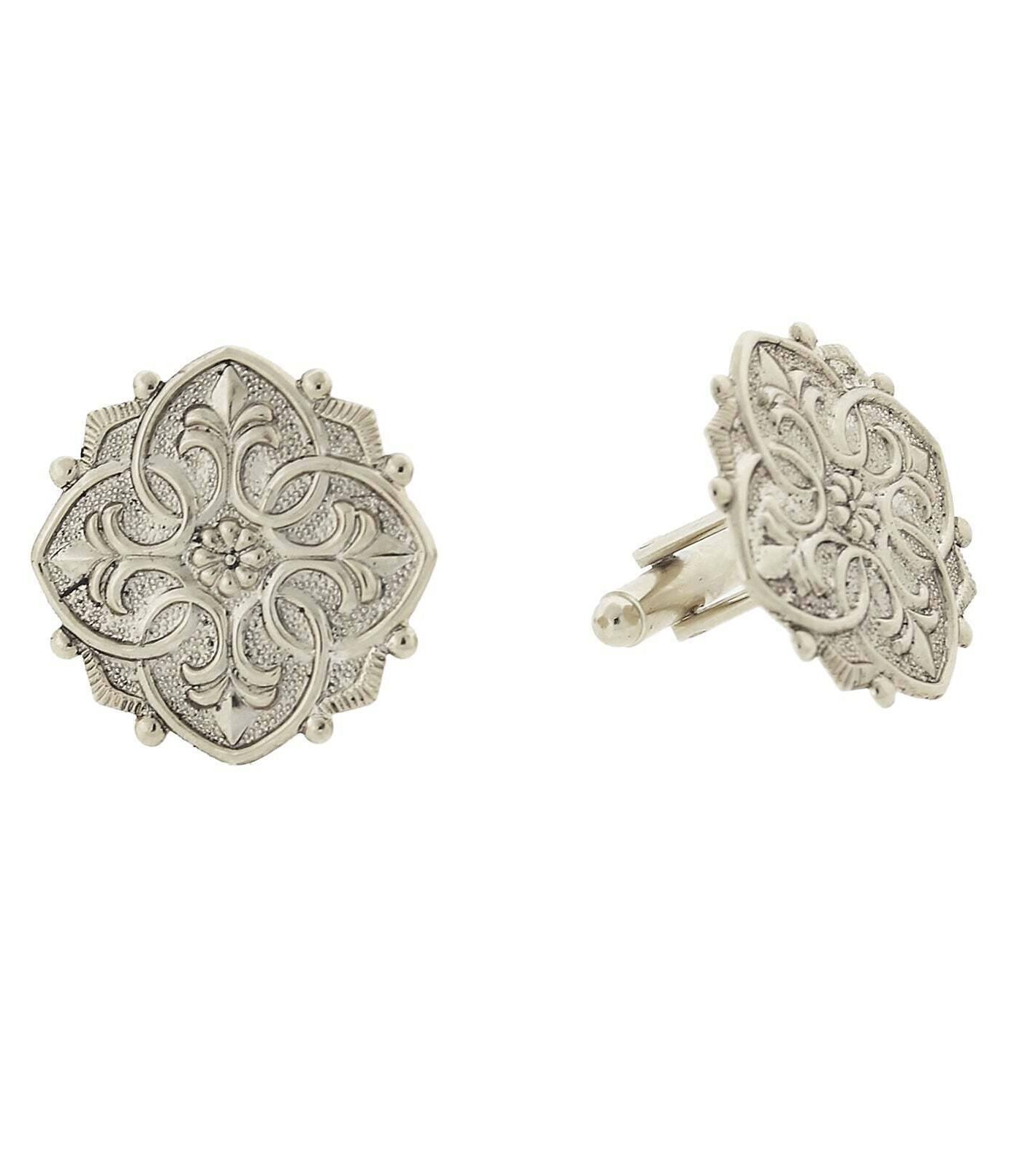 1928 Jewelry Fleur De Lis Medallion Cufflinks