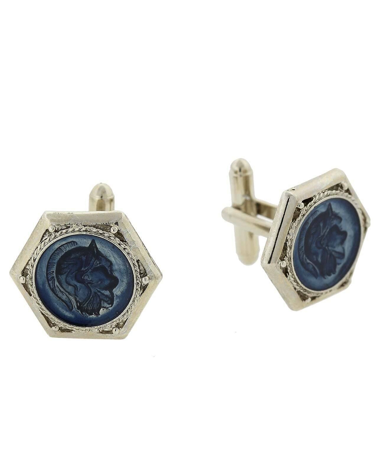 1928 Jewelry Enamel Ancient Greek Warrior Cufflinks
