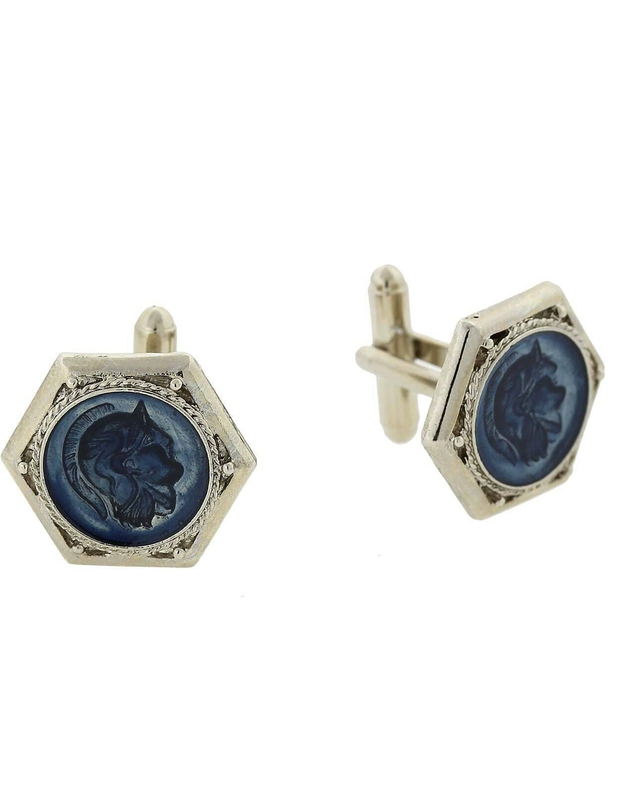 1928 Jewelry Enamel Ancient Greek Warrior Cufflinks