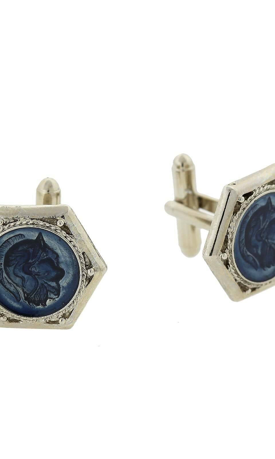 1928 Jewelry Enamel Ancient Greek Warrior Cufflinks