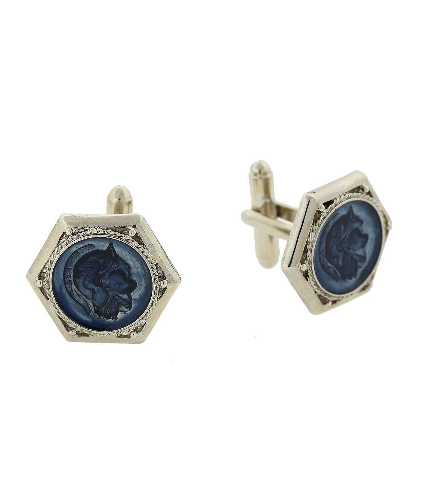 1928 Jewelry Enamel Ancient Greek Warrior Cufflinks